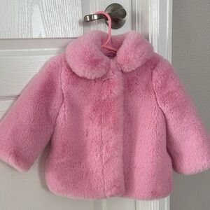 Janie and Jack Pink Faux Fur Coat